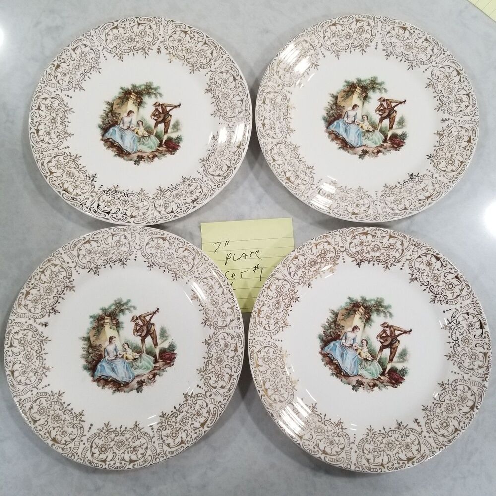 American Limoges 7" plates Triumph China d’Or – 22K Gold – Set of 4 vtg
